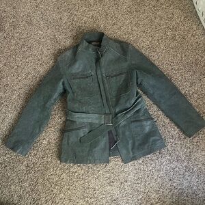 military style leather jacket